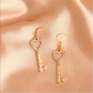 Gold Lock Rhinestone Earrings